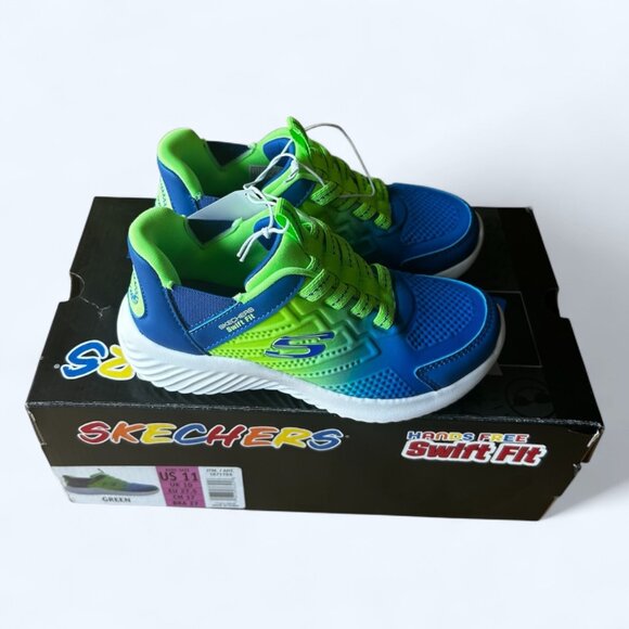 Skechers Kids Hands Free Swift Fit Shoes, Blue Green, Kids Size 11, 17 CM - Picture 1 of 9